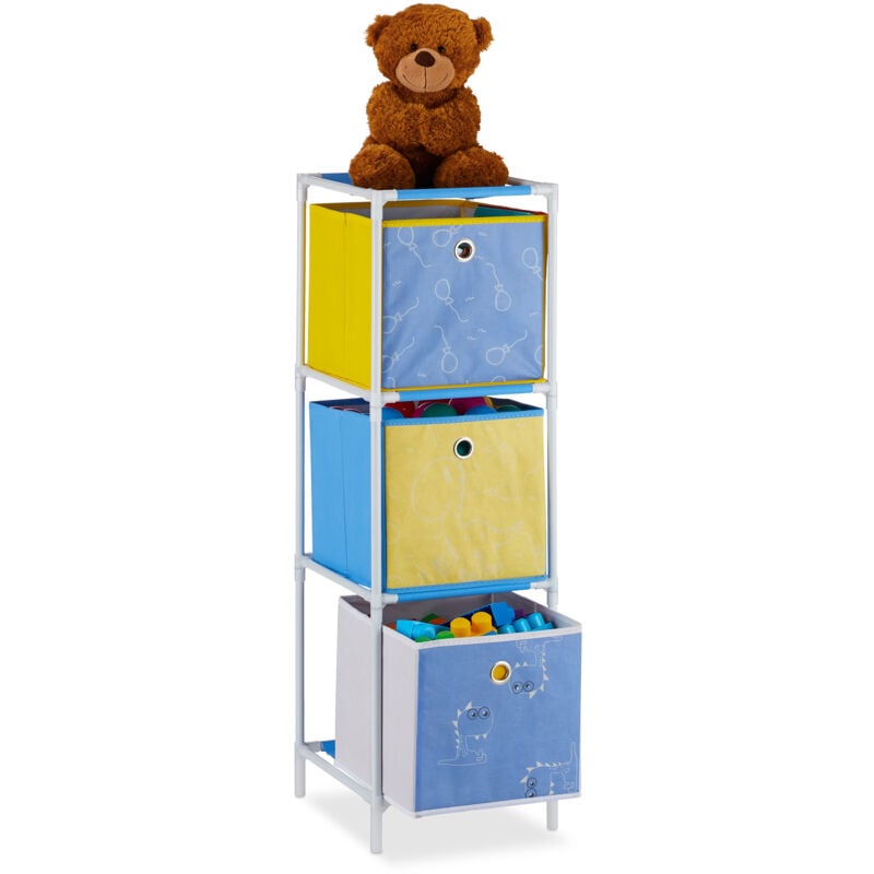 

Estantería infantil con tres cajas, Almacenaje de juguetes, Unisex, 89x27,5x30 cm, Dinosaurios, Multicolor