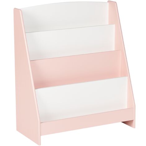 Estantería infantil de 4 baldas para libros expositor para habitación infantil de MDF rosa pastel Liloet
