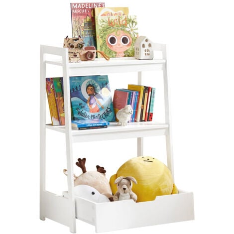 Librería infantil blanca con 3 estantes y 1 compartimento cerrado ANTONIN -  Miliboo