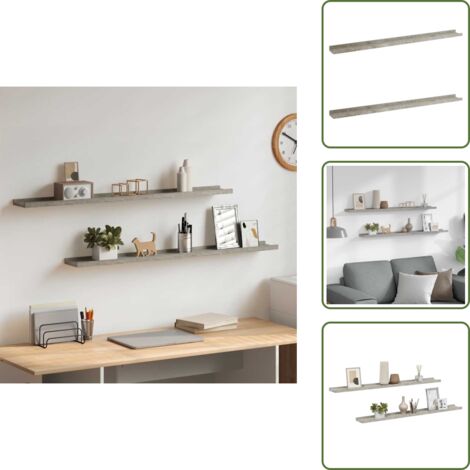 Estantería interior - vidaXL Estantes de pared 2 unidades gris hormigón 100x9x3 cm - Estantería para libros