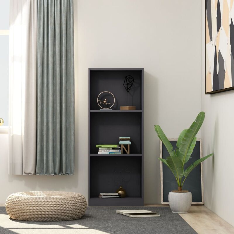 

Estantería librería 3 niveles aglomerado gris 40x24x108 cm