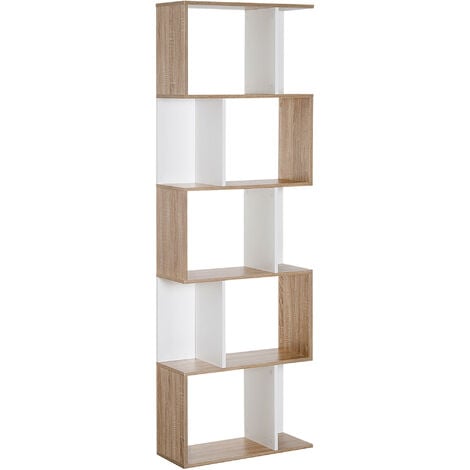 HOMCOM Estantería Librería 5 Estante Estantería Alta Pared Forma S 60x24x184.5cm Madera
