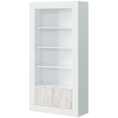 main image of "Estantería librería 5 estantes 2 puertas blanco artik y blanco velho 181x94x35 cm"