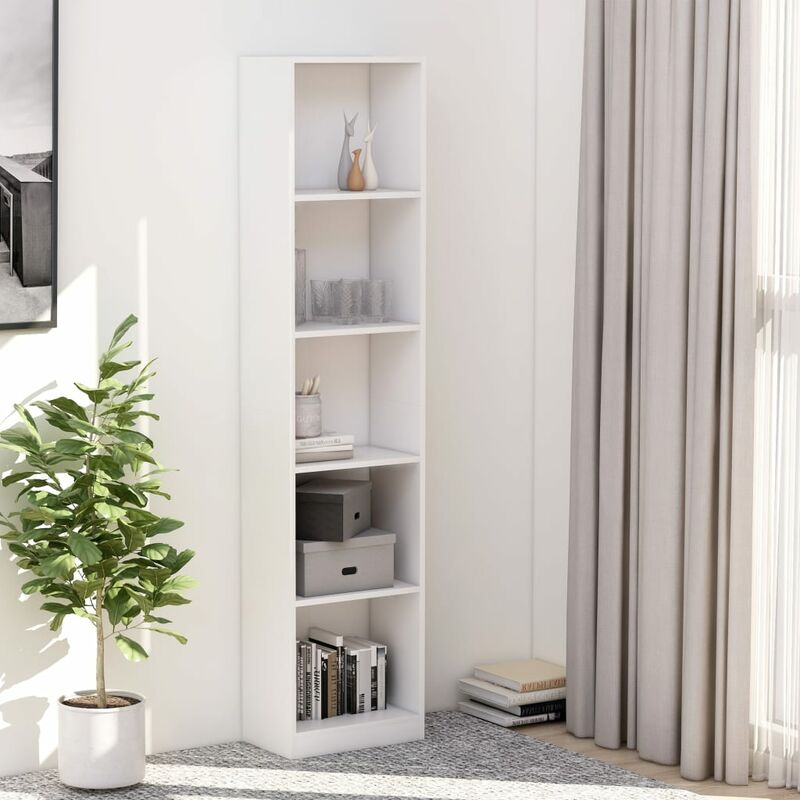

Bh Design - Estantería librería 5 niveles de aglomerado blanco 40x24x175 cm
