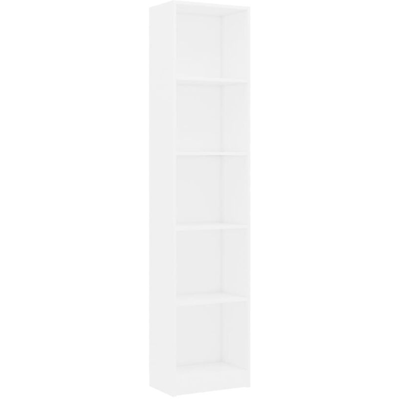 

vidaXL Estantería Librería 5 Niveles de Aglomerado 40x24x175 cm Blanco - Blanco
