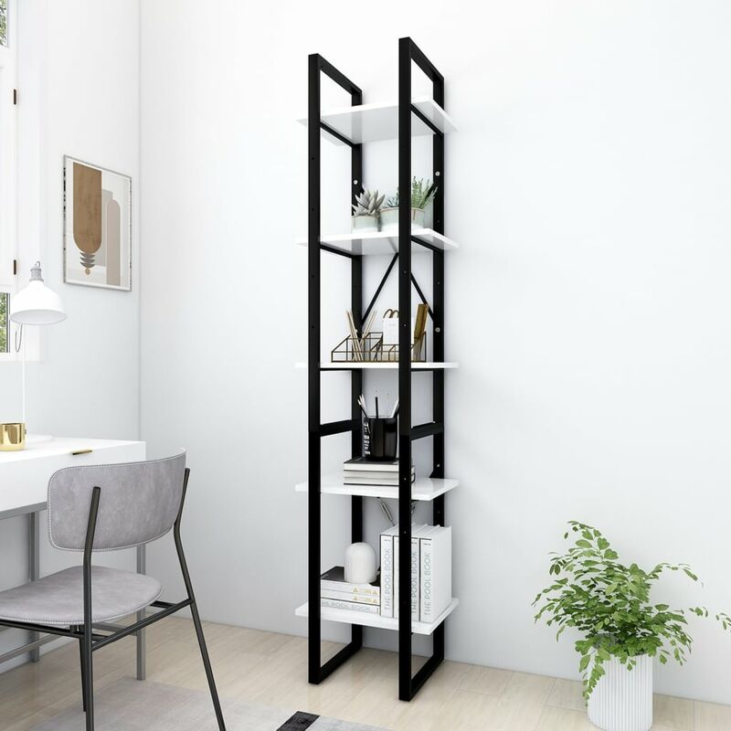 

Estantería librería 5 niveles de aglomerado blanco 40x30x175 cm