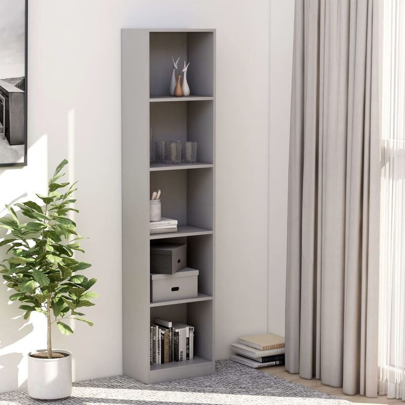 

Estanteria libreria 5 niveles de aglomerado gris 40x24x175 cm