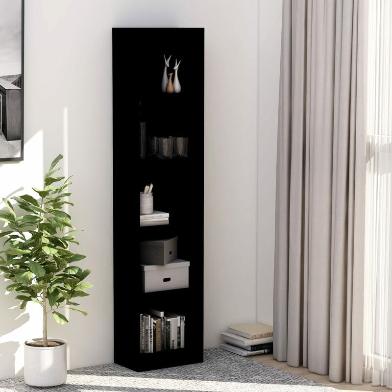 

Estanteria libreria 5 niveles de aglomerado negro 40x24x175 cm