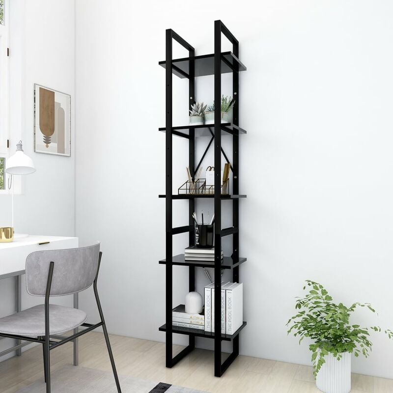 

Estantería librería 5 niveles de aglomerado negro 40x30x175 cm