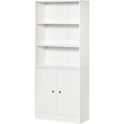 Estantería para Libros de Pie, Librería Vertical con 3 Compartimentos  Abiertos, 2 Cajones y 1 Armario, Libreria Blanca de Almacenaje para  Oficina, Salón, Dormitorio, Cocina