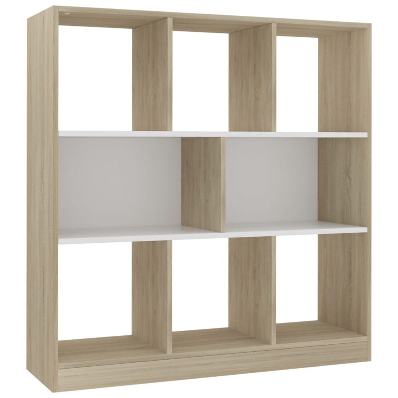 

vidaXL Estantería Librería de Aglomerado 97,5x29,5x100 cm Blanco y Roble Sonoma - Multicolor
