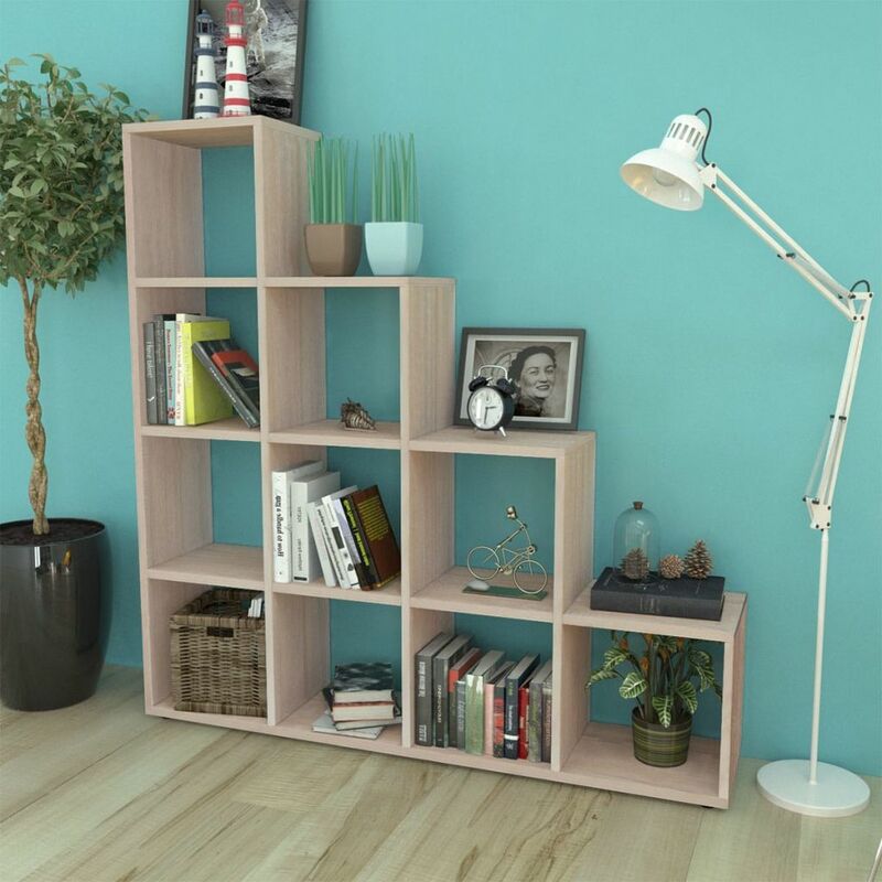 

Happyshopping - Estanteria libreria en forma de escalera 142 cm color roble