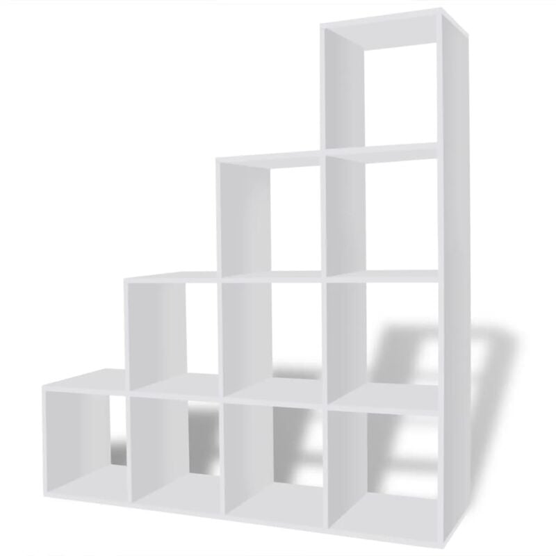 

vidaXL Estantería librería en forma de escalera 142 cm blanca - Blanco