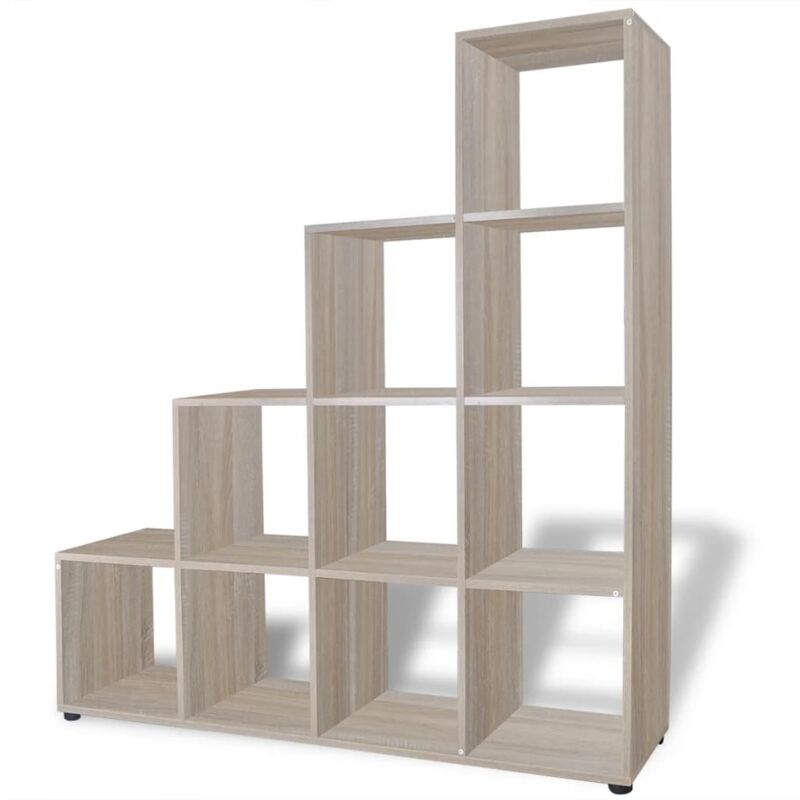 

vidaXL Estantería librería en forma de escalera 142 cm color roble - Marrón