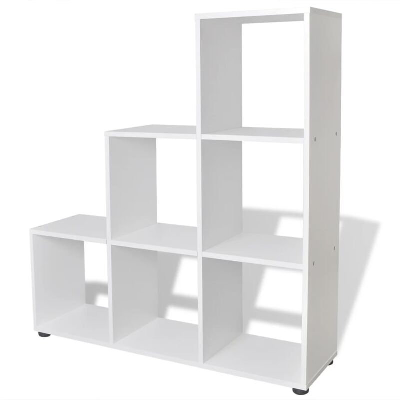 

vidaXL Estantería librería en forma de escalera 107 cm blanca - Blanco