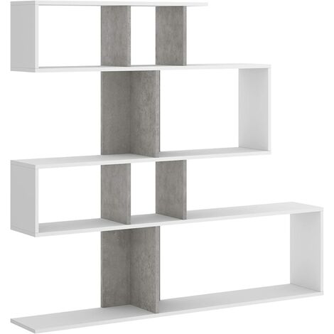 Estantería librería Melodia Comedor, Salon o Oficina, dimensiones: 45 x 145 x 29 cm de Fondo (Blanco Mate y Gris motée)