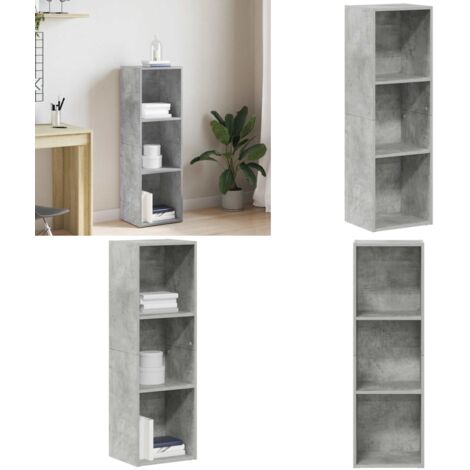 Estantería libros/mueble TV contrachapada hormigón 36x30x114cm - Mueble de TV - Estantería contrachapada
