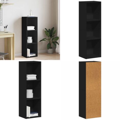 Estantería libros/mueble TV contrachapada negro 36x30x114 cm - Mueble de TV - Estantería contrachapada
