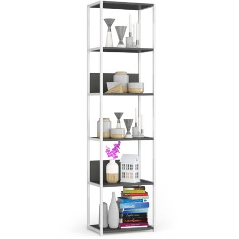 Estantería loft 50 cm AKORD metálica Blanco con 6 estantes en Gris 50x32x191 cm