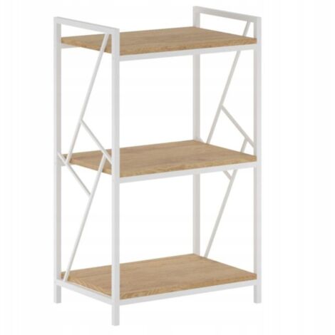 ESTANTERÍA LOFT DE MADERA BLANCA ROBLE NATURAL PARA CAFÉ OFICINA 3 ESTANTES