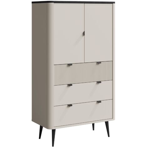 Estantería Lufela 104, Cachemira + Mármol gris, Con puertas, Cerrable, Con cajones, MDF, Aglomerado laminado, Número de puertas: 0, Número de cajones: 0, 142x90x40cm