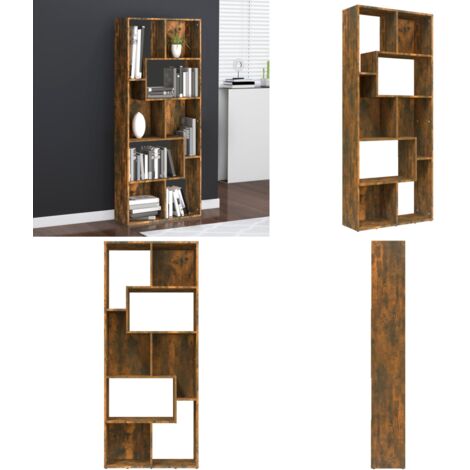 Estantería madera contrachapada color roble ahumado 67x24x161cm - Estantería de contrachapado - Estantería roble ahumado