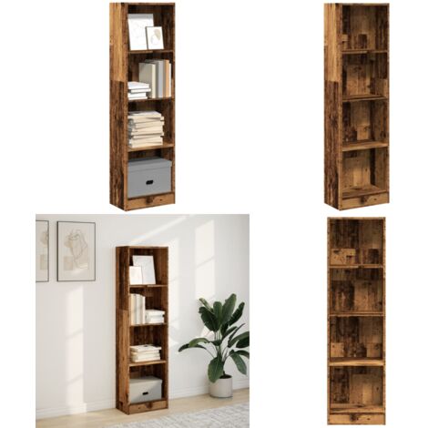 Estantería madera de ingeniería color envejecido 40x24x143 cm - Almacenamiento en casa - Estantería de madera envejecida
