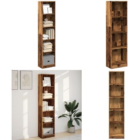 Estantería madera de ingeniería color envejecido 40x24x176 cm - Almacenamiento - Estantería de madera envejecida