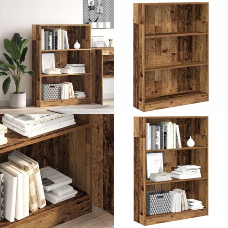 Estantería madera de ingeniería color envejecido 80x24x109 cm - Almacenamiento en casa - Estantería de madera envejecida