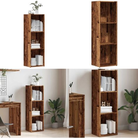 Estantería madera de ingeniería envejecida 36x30x114 cm - Estantería de madera - Estantería de 3 niveles