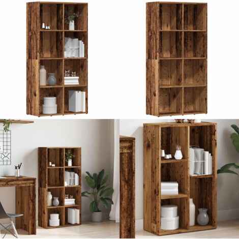 Estantería madera de ingeniería envejecida 66x30x130 cm - Estantería de madera - Estantería decorativa