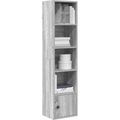 Estantería madera de ingeniería gris 31x24x127 cm