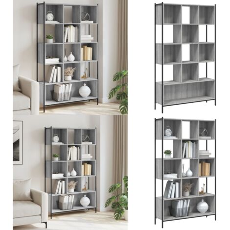 Estantería madera de ingeniería gris Sonoma 102x28x172 cm - Estantería para libros - Estantería decorativa