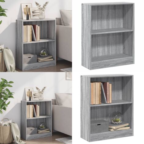 Estantería madera de ingeniería gris Sonoma 60x24x76 cm - Estantería gris - Estantería de 2 niveles