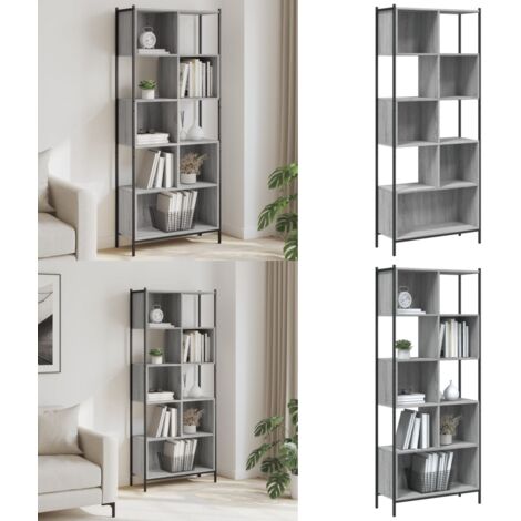 Estantería madera de ingeniería gris Sonoma 72x28x172 cm - Estantería de acero - Estantería para libros