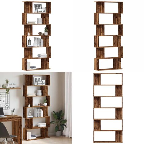 Estantería madera de ingeniería madera envejecida 80x24x192 cm - Estantería de madera - Estantería de 6 niveles