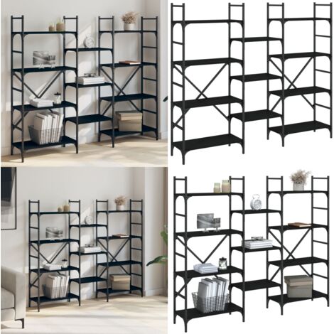 Estantería madera de ingeniería negra 160x28,5x136,5 cm - Estantería negra - Estantería de almacenamiento