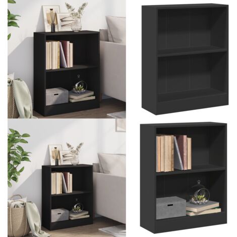 Estantería madera de ingeniería negro 60x24x76 cm - Estantería de ingeniería - Estantería negra