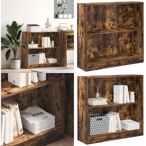 Estantería madera de ingeniería roble ahumado 80x24x76 cm - Almacenamiento en casa - Estantería de roble