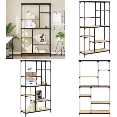 Estantería madera ingeniería acero roble Sonoma 99x35,5x176 cm - Estantería de acero - Almacenamiento