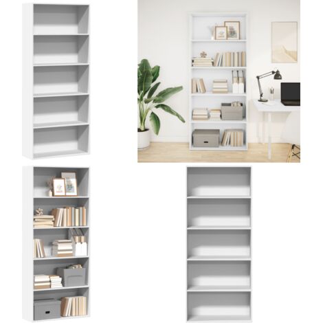 Estantería madera ingeniería blanca 80x30x189cm - Estantería de almacenamiento - Estantería de libros