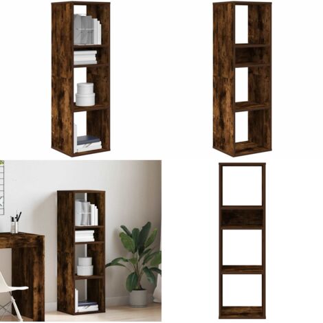 Estantería madera ingeniería color roble ahumado 34x31x112 cm - Estantería de madera - Estantería de madera de ingeniería