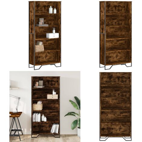 Estantería madera ingeniería color roble ahumado 80x31x169 cm - Estantería de libros - Estantería decorativa