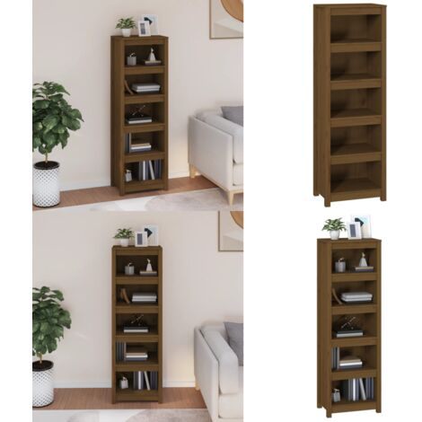 Estantería madera maciza de pino marrón miel 50x35x154 cm - Estantería de libros - Estantería de pino