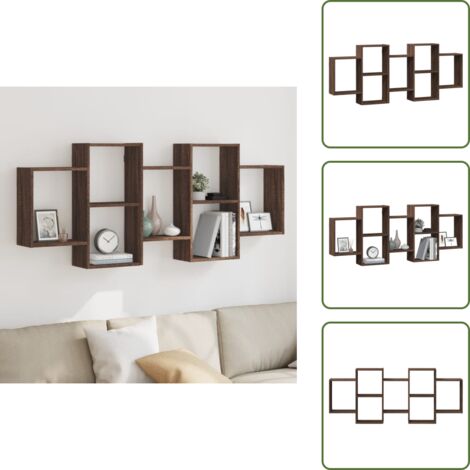 Estantería marrón roble - vidaXL Estantería de pared madera ingeniería marrón roble 159x18x65 cm - Espacio de almacenamiento