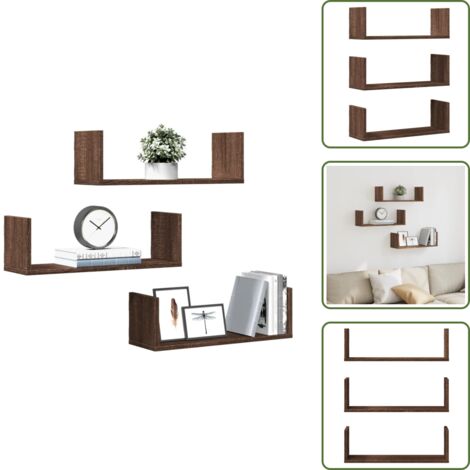 Estantería marrón roble - vidaXL Estantes pared 3 uds madera ingeniería marrón roble 58x18x18cm - Estantería para pared