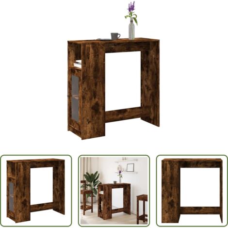 Estantería -  Mesa alta bar con estantes roble ahumado 101x40x103,5 cm