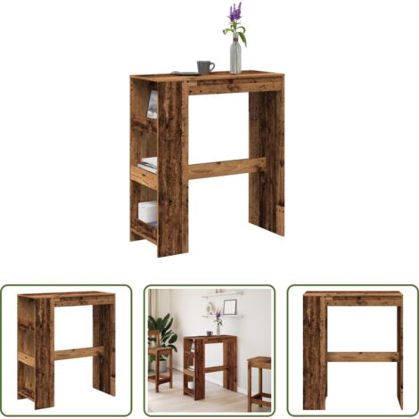 Estantería -  Mesa alta con estantes madera envejecida 90x40x103,5 cm
