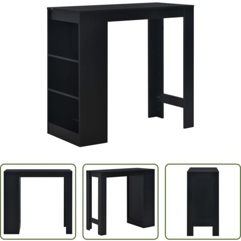 Estantería -  Mesa alta de cocina con estantería negra 110x50x103 cm