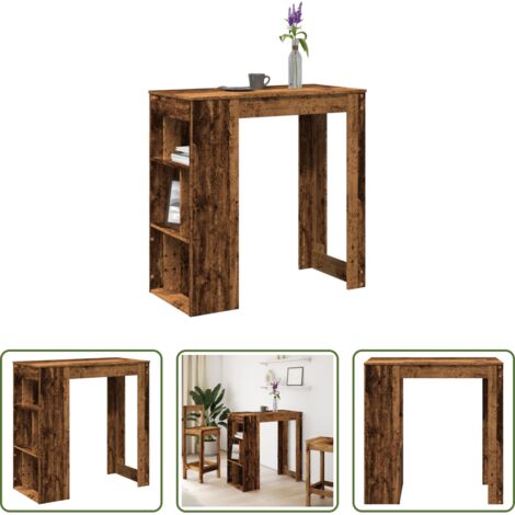 Estantería -  Mesa bar y estantes madera ingeniería envejecida 102x50x103,5cm
